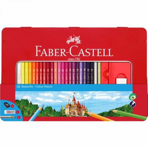 Faber-Castell színes ceruza készlet 48db fémdobozban + kiegészítők