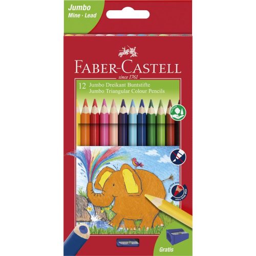 Faber-Castell Jumbo színes ceruza készlet 12 db + hegyező