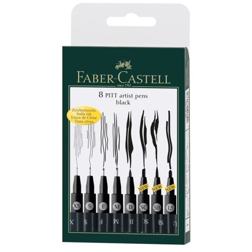 Faber-Castell Pitt művész filctoll  8db fekete válogatás