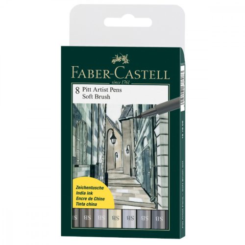 Faber-Castell Pitt művész filctoll 8db-os SB (szürkeárnyalatok)