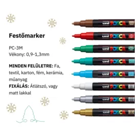   UNI POSCA PC-3M 8db-os "HOLIDAY" készlet (0,9-1,3mm) 