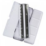 Fém tárolódoboz, 12 db egész/24 db fél szilke akvarellfestékhez - ROMAN SZMAL