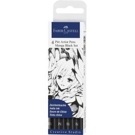   Faber-Castell Art and Graphic Pitt Artist művész filc 4db-os manga fekete (xs,m,sc,sb)