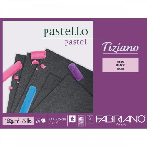 FABRIANO Tiziano tömb, pasztell fekete 160gr, 23x30,5cm/24lap