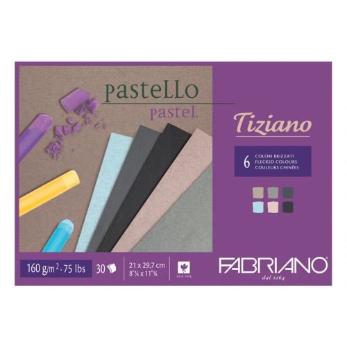 FABRIANO Tiziano tömb, pasztell cirmákos 5x6szín 160gr, A4/30lap 