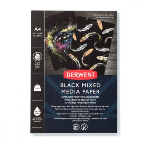 Derwent Black Mixed Media A4 tömb, 300g, 12 lap