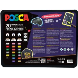   UNI POSCA GROOVY COLOURS dekormarker készlet 20db - fémdobozban
