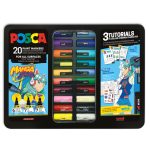 UNI POSCA MANGA HERO dekormarker készlet 20db - fémdobozban