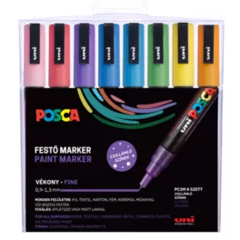   UNI POSCA PC-3M 8db-os "CSILLÁMLÓ" készlet (0,9-1,3mm) 
