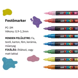   UNI POSCA PC-3M 8db-os "CSILLÁMLÓ" készlet (0,9-1,3mm) 