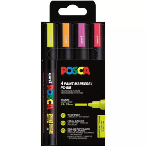 UNI POSCA 5M dekormarker készlet 4db - neon színek