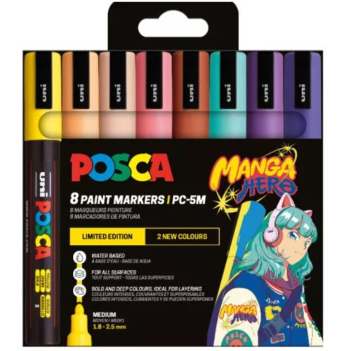 UNI POSCA 5M dekormarker készlet  8db - Manga Hero