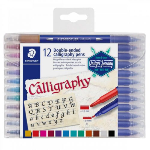 Kalligrafikus marker készlet, kétvégű, STAEDTLER "Calligraph duo 3005" - 12 szín