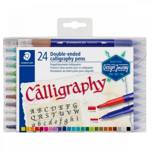 Kalligrafikus marker készlet, kétvégű, STAEDTLER "Calligraph duo 3005" - 24 szín