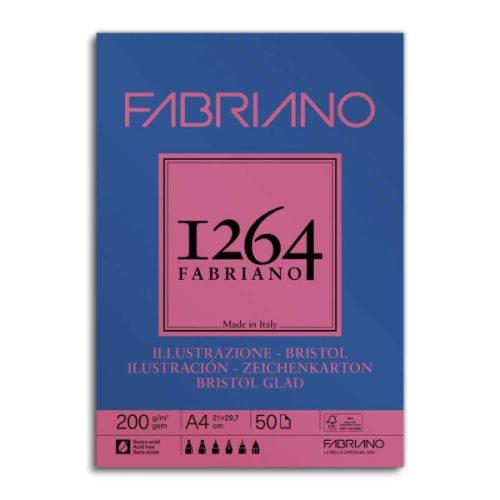 Fabriano 1264 Bristol rajztömb 200g - A4 ragasztott
