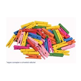 Csipesz fából, színes 3*0,4cm 50db/csomag