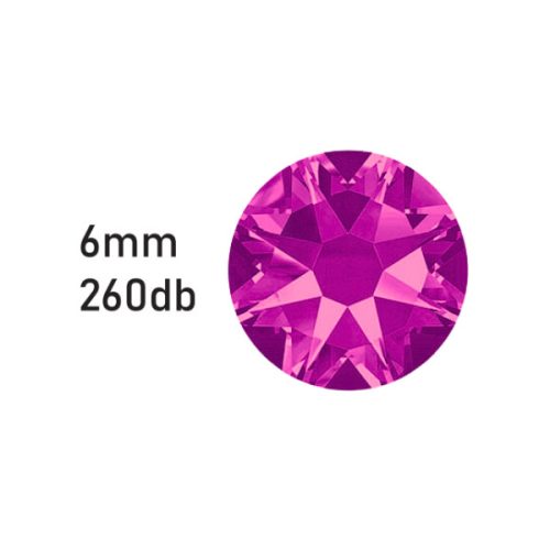 Strasszkő rózsaszín ragasztható, átm.:6mm  260db strassz/lap