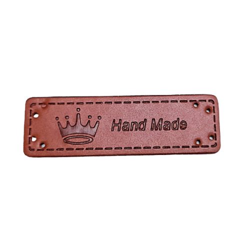 Címke "hand made" felirattal, korona 5*1,5cm (bőr utánzat)