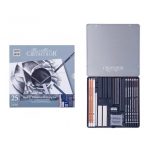 Rajzkészlet, Cretacolor Black & White 25 darabos, fémdobozban