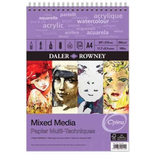 Daler-Rowney Optima Mixed Media spirálos tömb A4 250g 30lap