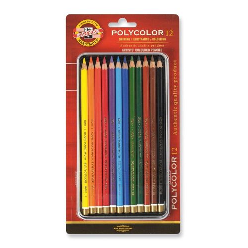 Koh-I-Noor 3822 Polycolor hatszögletű színes ceruza készlet fémdobozban - 12 szín