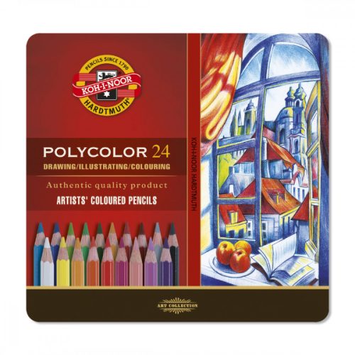 Koh-I-Noor 3824 Polycolor hatszögletű színes ceruza készlet fémdobozban - 24 szín