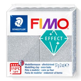 Fimo Effect Gyurma, metál, 57g, csillámos ezüst