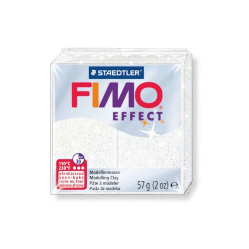 Fimo Effect Gyurma, csillámos, 57g, fehér 052