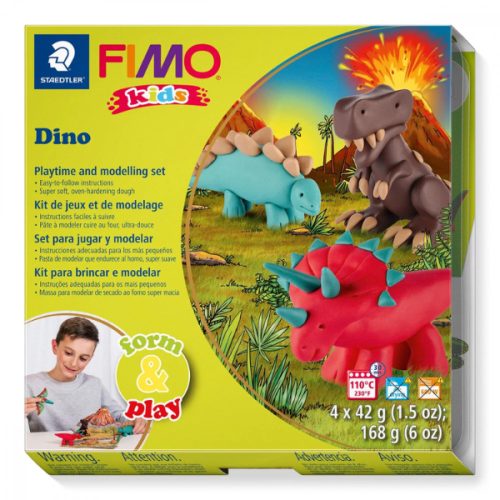 Gyurmakészlet, Fimo Kids, 4x42g, dínók