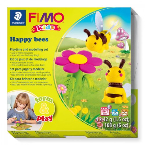 Gyurmakészlet, Fimo Kids, 4x42g, vidám méhecskék