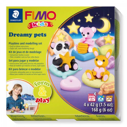 Gyurmakészlet, Fimo Kids, 4x42g, álmodozó kisállatok