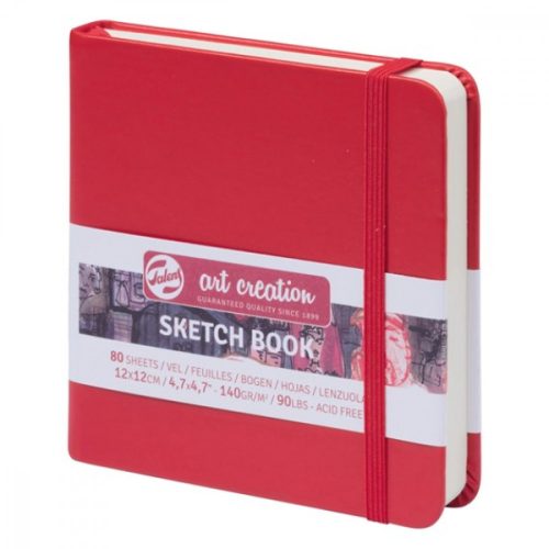 Talens Art Creation Sketch book rajztömb, 12x12cm, 140g/m², 80lap bianco(sárgásfehér) savmentes papír- piros borító