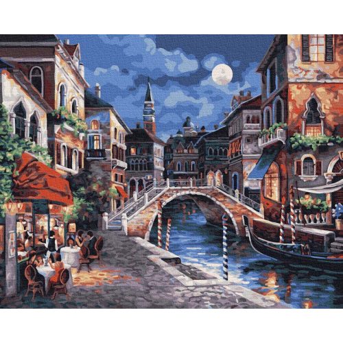 Éjszaka Velencében - számfestő keretre feszítve (40x50cm)