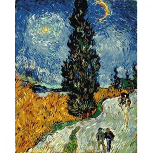 Út ciprusokkal (Van Gogh) - számfestő keretre feszítve (40x50cm)