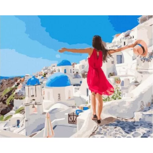 Santorini - számfestő keretre feszítve (40x50cm)