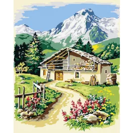   Pihenő a hegyekben - számfestő keretre feszítve (40x50cm)