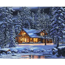   Egy téli éjszakán - számfestő keretre feszítve (40x50cm)