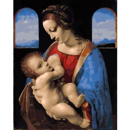   Madonna Litta - Giovanni Antonio Boltraffio and Leonardo da Vinci - számfestő keretre feszítve (40x50cm)