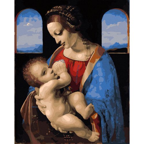 Madonna Litta - Giovanni Antonio Boltraffio and Leonardo da Vinci - számfestő keretre feszítve (40x50cm)