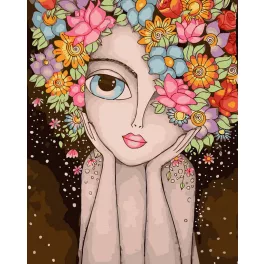 Virágáruslány - számfestő keretre feszítve (40x50cm)