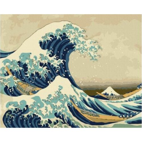 A nagy hullám, Kanagawa (Hokusai) - számfestő keretre feszítve (40x50cm)