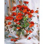 Piros pipacsok - számfestő keretre feszítve (40x50cm)