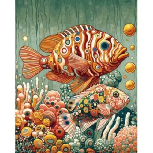 Fantázia akvárium - számfestő keretre feszítve (40x50cm)