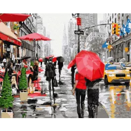 Eső New Yorkban - számfestő keretre feszítve (40x50cm)