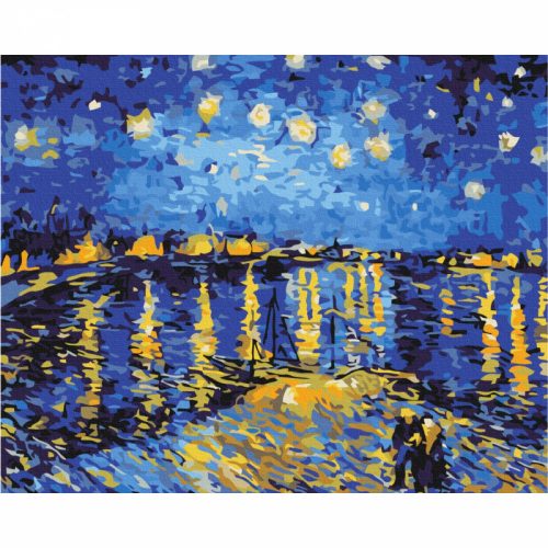Csillagos éj a Rhône fölött (Van Gogh) - számfestő keretre feszítve (40x50cm)