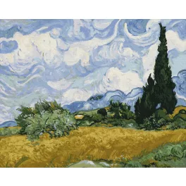   Búzamező ciprusokkal (Van Gogh) - számfestő keretre feszítve (40x50cm)