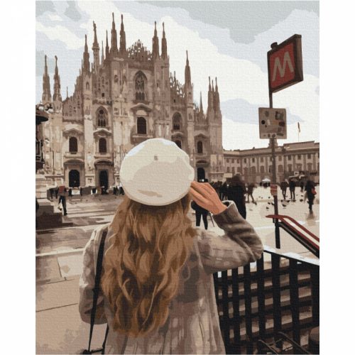 Séta Milánóban (miss_maleficient) - számfestő keretre feszítve (40x50cm)