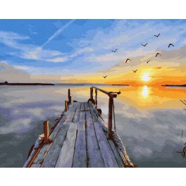   Naplemente a lagúna felett - számfestő keretre feszítve (40x50cm)