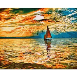   Naplemente ragyogó színei - számfestő keretre feszítve (40x50cm)