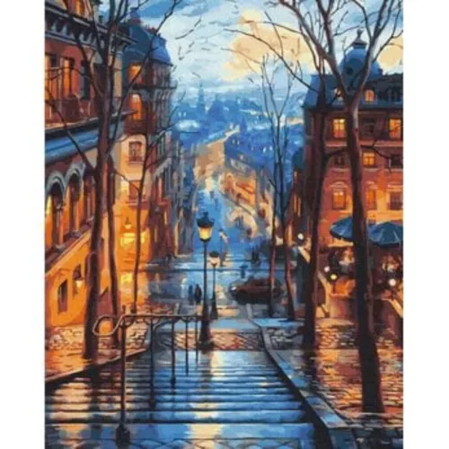 Éjszakai város - számfestő keretre feszítve (40x50cm)